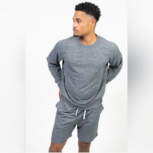 New Feat Mens Standard Crewneck Sweatshirt & Shorts Set Heather gray Size Large